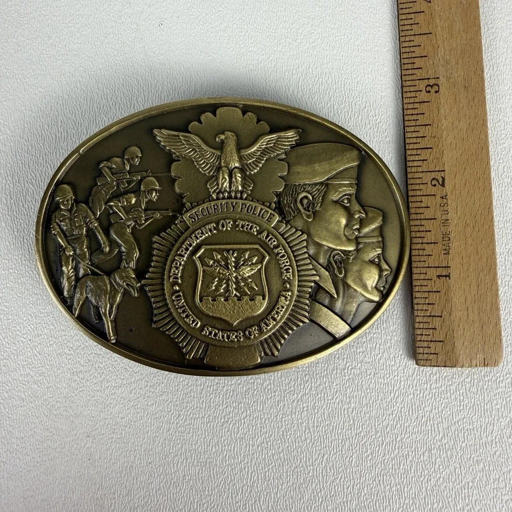 US Air Force Security Police Belt Buckle Vtg 80s ADM Obsolete Collectible